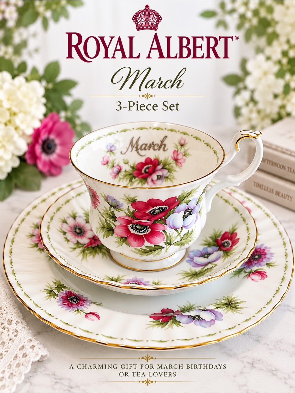 Royal Albert | March | 3-Piece Tea Cup Set